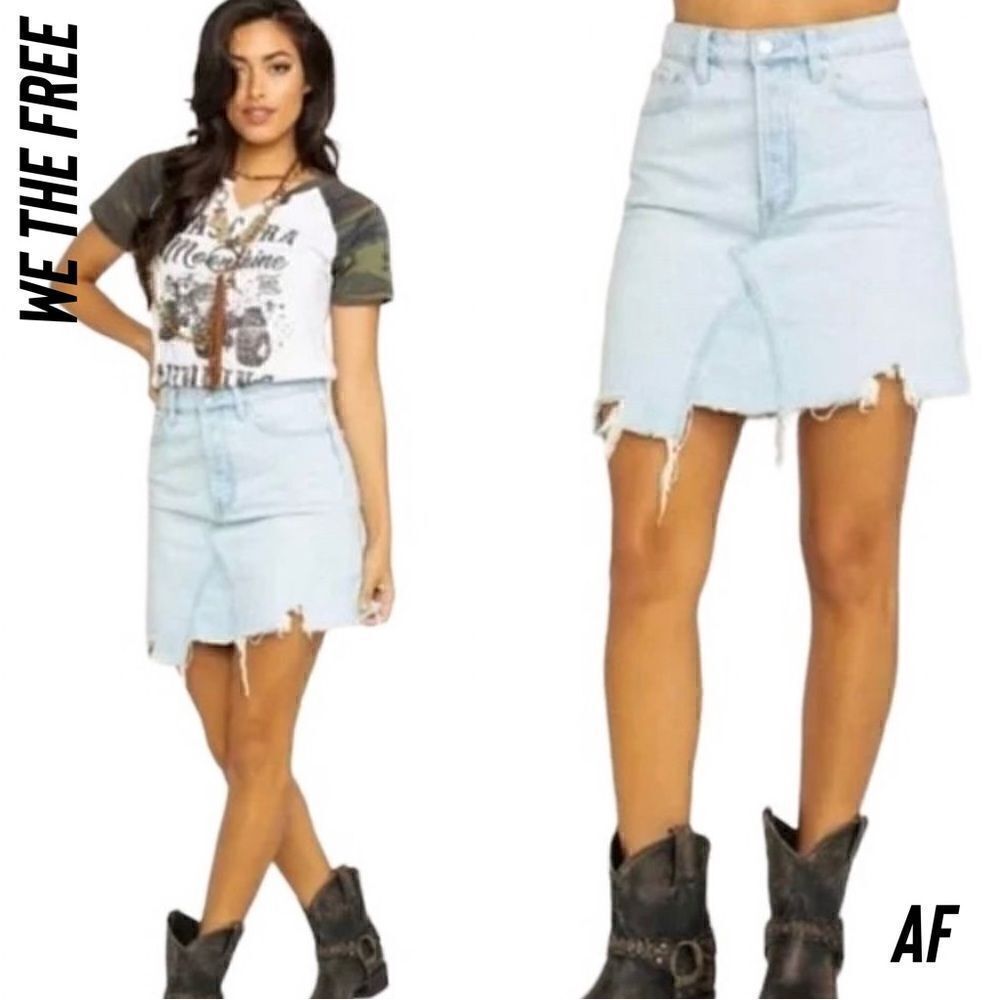 WE THE FREE TIDAL WAVE DENIM MINI SKIRT NWT SIZE 30